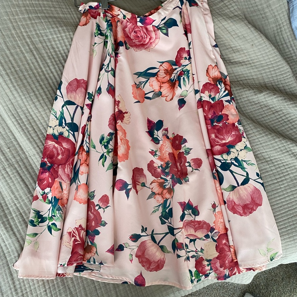 Modcloth Pink and Red Floral Skirt
